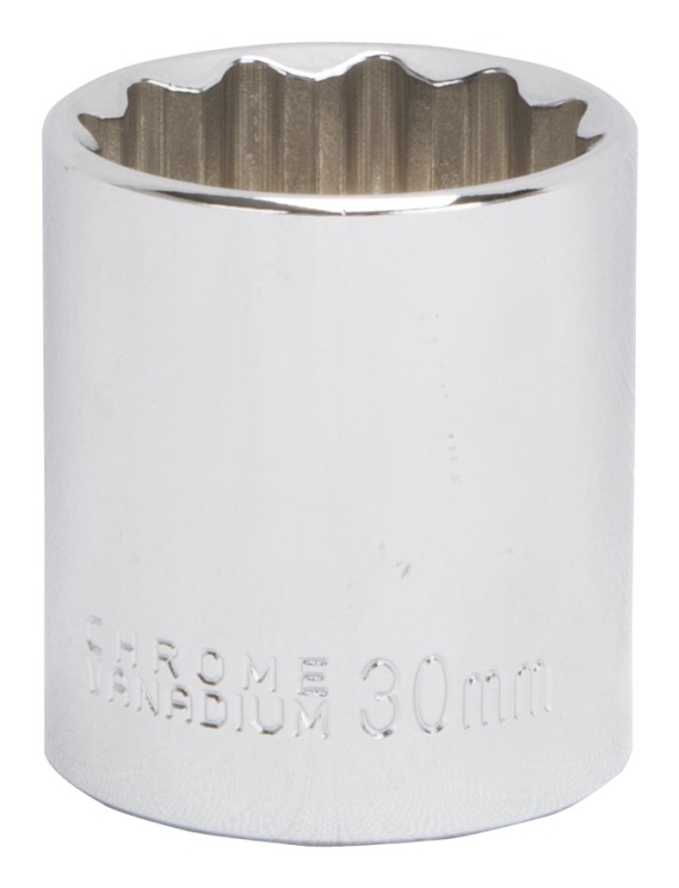 MT6534184 Drive Socket, 30 mm Socket, 1/2 in Drive, 12-Point, Chrome Vanadium Steel, Chrome